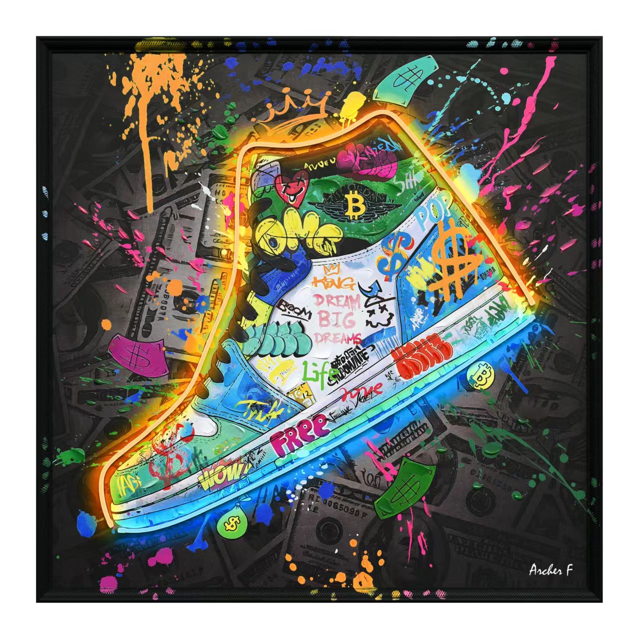 Rainbow Sneaker Art - LED Glow Street Art | Limited Edition #6232