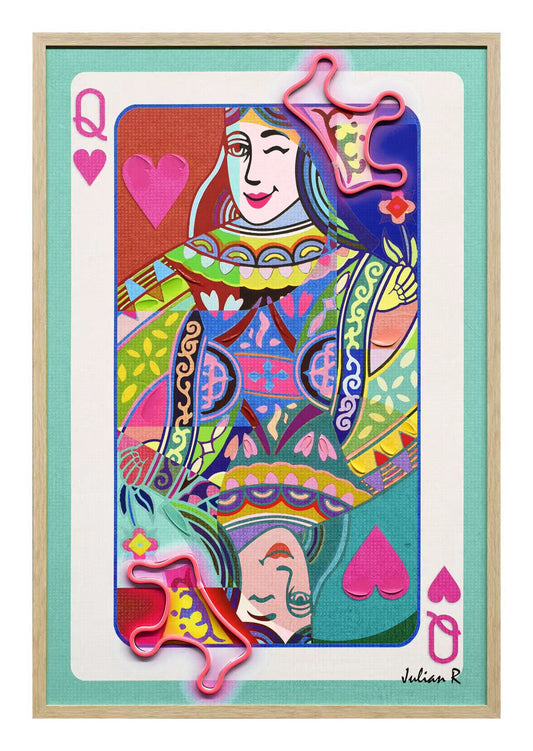 Queen of Hearts - LED Glow Playing Card Art | Limited Edition #6226