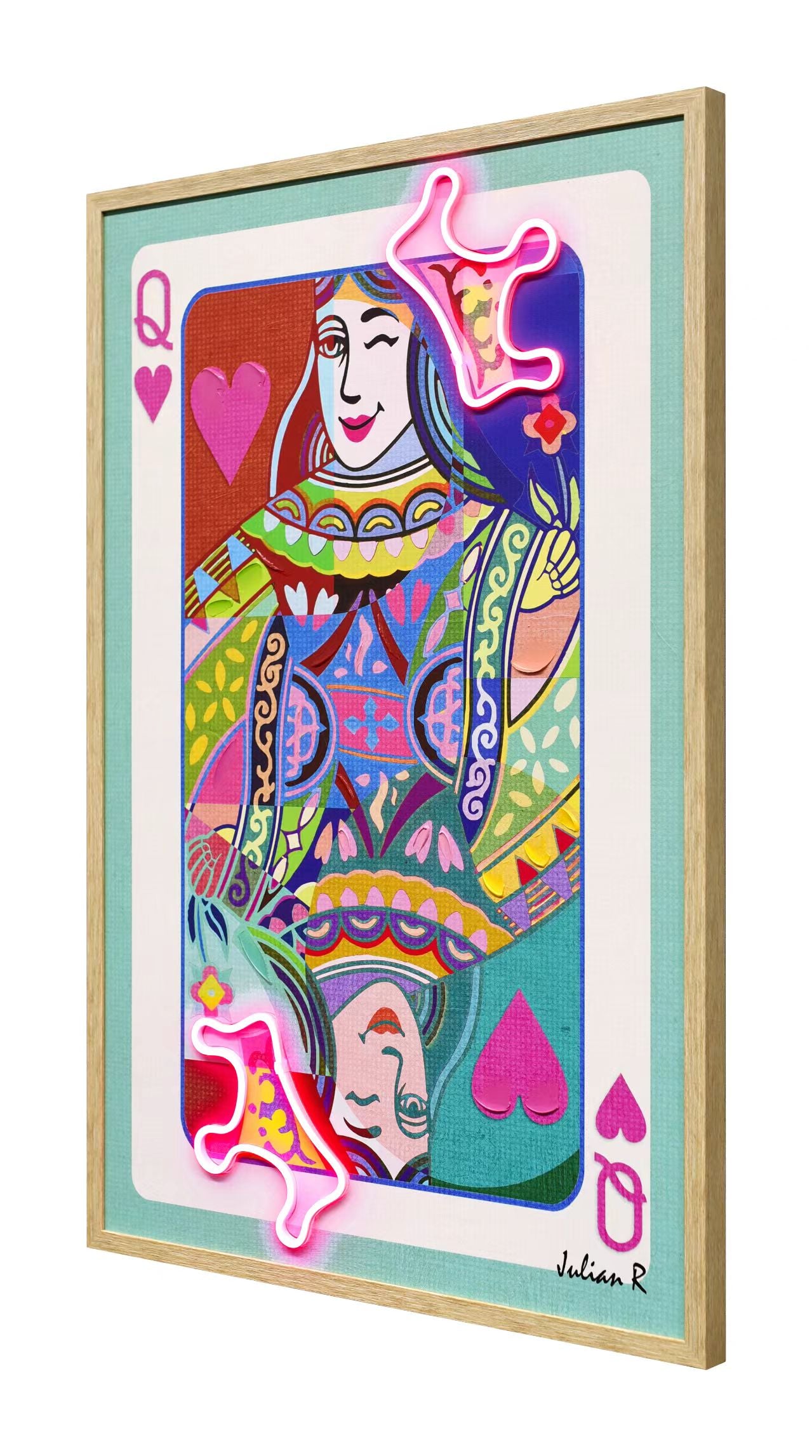 Queen of Hearts - LED Glow Playing Card Art | Limited Edition #6226
