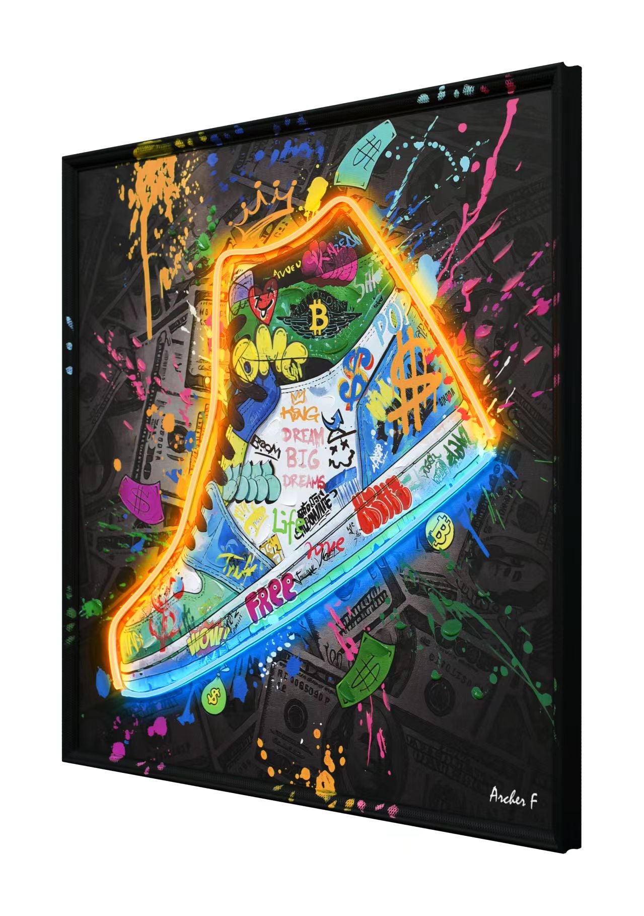 Rainbow Sneaker Art - LED Glow Street Art | Limited Edition #6232